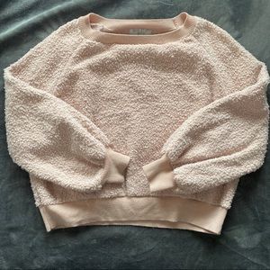 Cute Pink Fuzzy Cropped Sweater